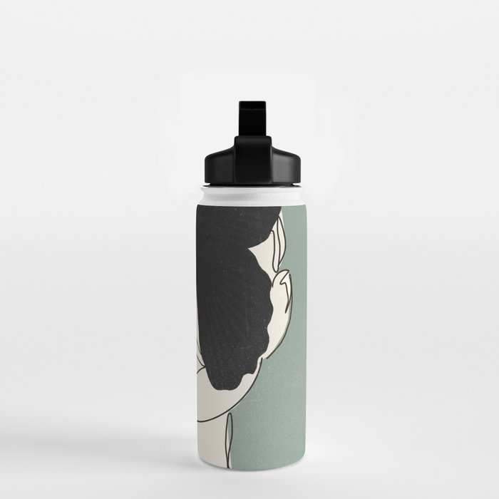 BLACK BUTTERFLY Line Drawing Water Bottle Gallery Image 2