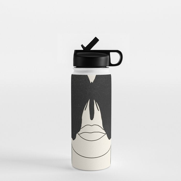 BLACK BUTTERFLY Line Drawing Water Bottle Gallery Image 1