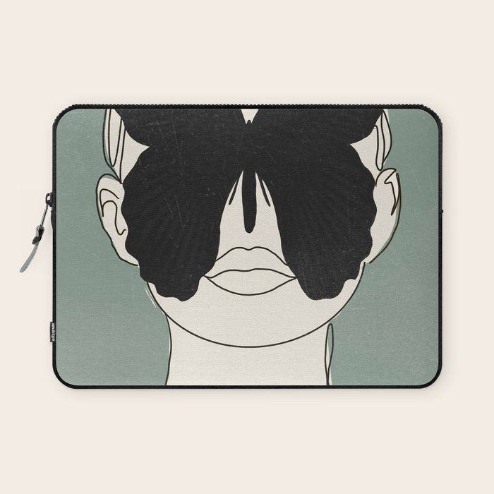 BLACK BUTTERFLY Line Drawing Laptop Sleeve Gallery Image 1