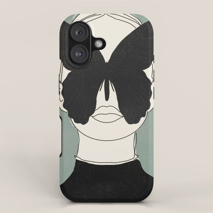 BLACK BUTTERFLY Line Drawing iPhone Case Gallery Image 1