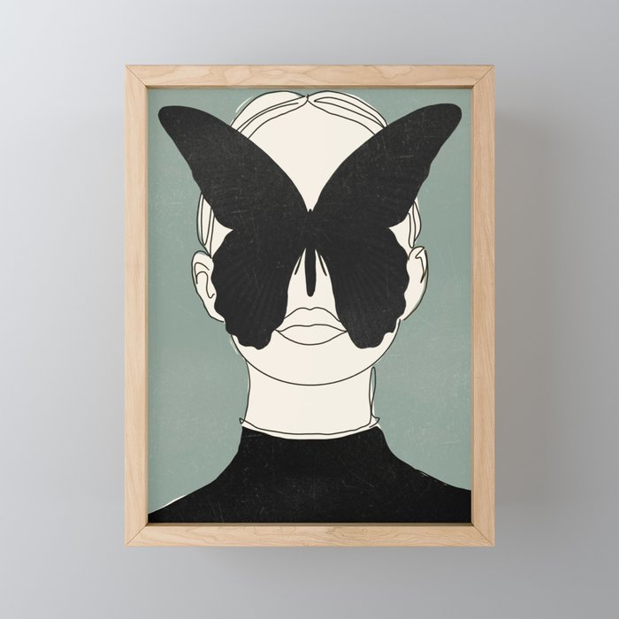 BLACK BUTTERFLY Line Drawing Mini Art Print Gallery Image 1