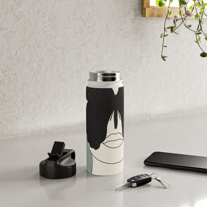 BLACK BUTTERFLY Line Drawing Water Bottle Gallery Image 4