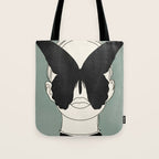 BLACK BUTTERFLY Line Drawing Tote Bag Gallery Image 1