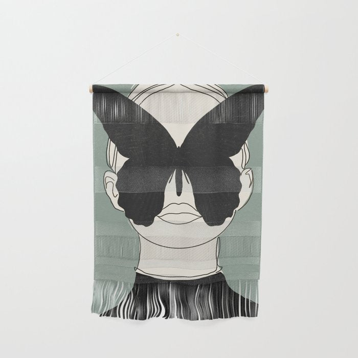 BLACK BUTTERFLY Line Drawing Wall Hanging Gallery Image 1