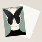 BLACK BUTTERFLY Line Drawing Stationery Card Gallery Image 2