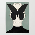 BLACK BUTTERFLY Line Drawing Poster Gallery Image 4