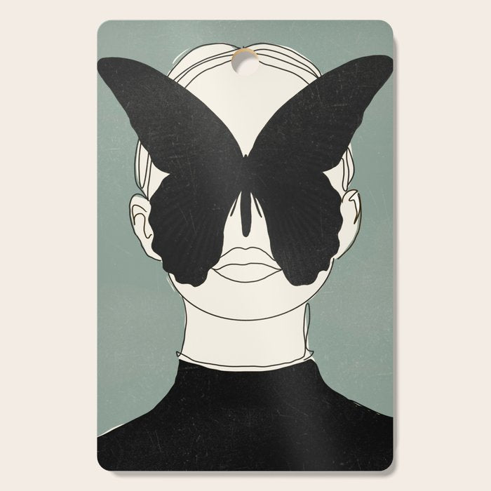BLACK BUTTERFLY Line Drawing Cutting Board Gallery Image 1