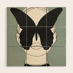 BLACK BUTTERFLY Line Drawing Wood Wall Art Gallery Image 1