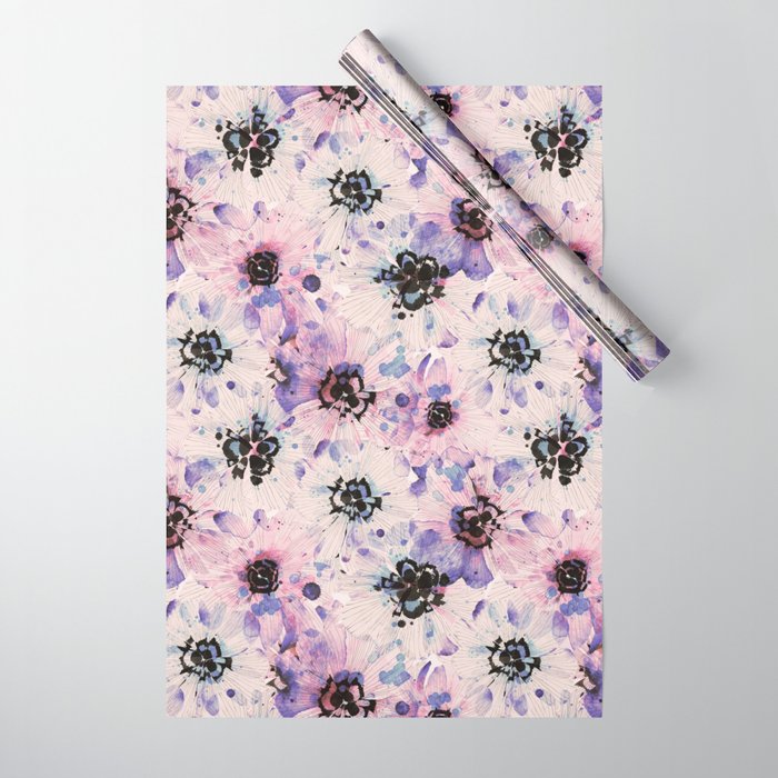 Abstract flowered paint modern Wrapping Paper Gallery Image 1