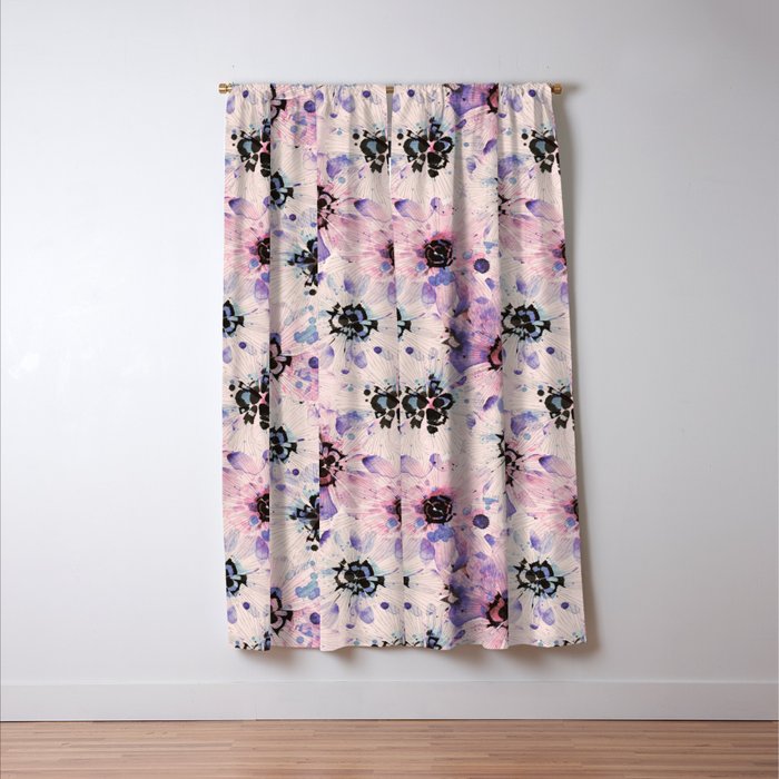 Abstract flowered paint modern Window Curtain Gallery Image 3
