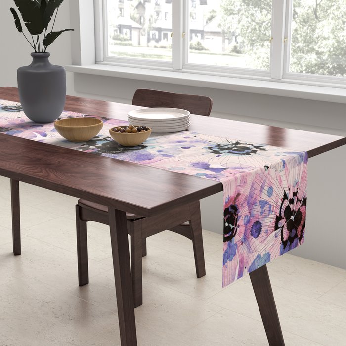 Abstract flowered paint modern Table Runner Gallery Image 2