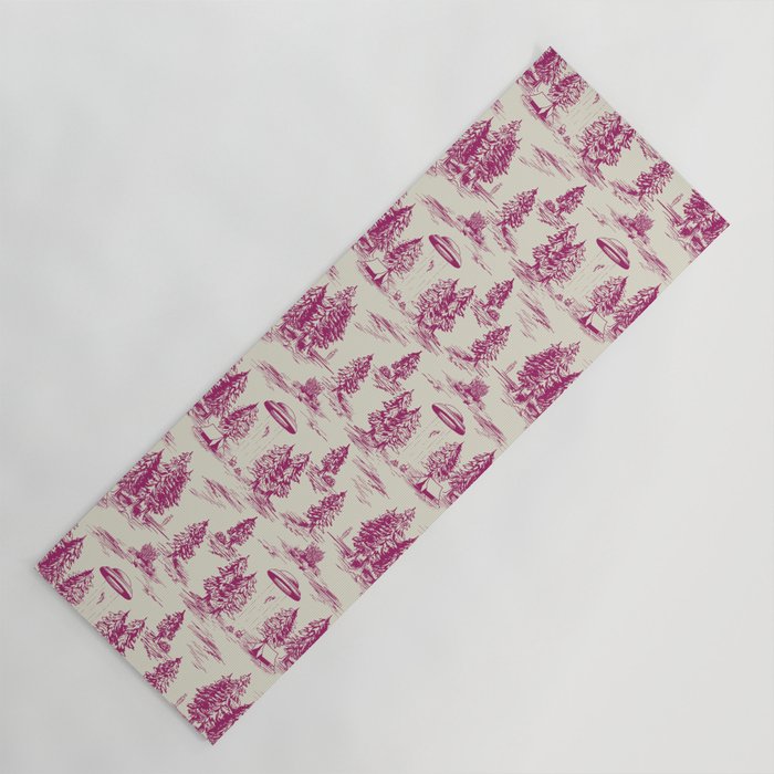 Magenta Alien Abduction Toile De Jouy Pattern Yoga Mat Gallery Image 1