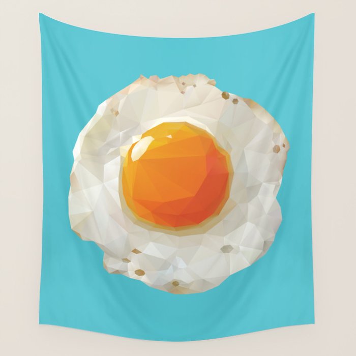 Fried Egg Polygon Art Wall Tapestry Gallery Image 1