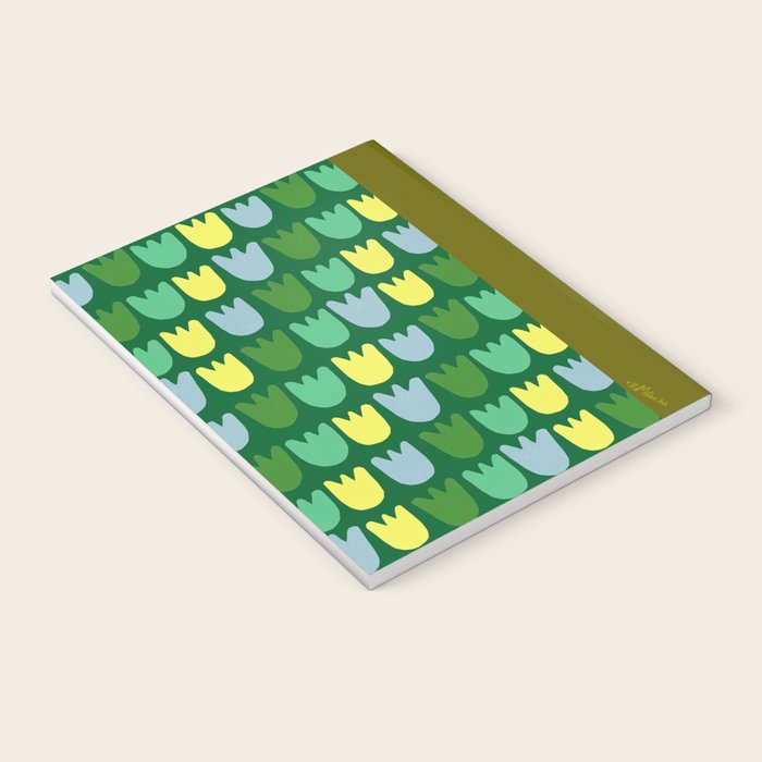 Rows of Tulips in Bloom in Sage & Chartreuse Notebook Gallery Image 3