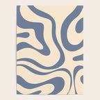 Modern Retro Liquid Swirl Abstract Pattern in Stone Blue and Cream Poster Gallery Image 4