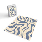 Modern Retro Liquid Swirl Abstract Pattern in Stone Blue and Cream Jigsaw Puzzle Gallery Image 2
