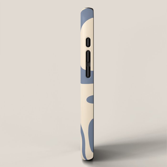 Modern Retro Liquid Swirl Abstract Pattern in Stone Blue and Cream iPhone Case Gallery Image 2