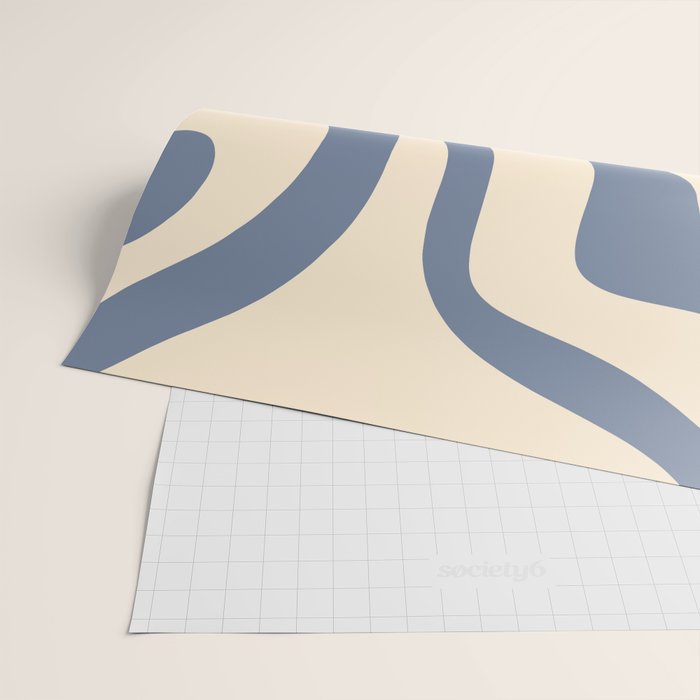 Modern Retro Liquid Swirl Abstract Pattern in Stone Blue and Cream Wrapping Paper Gallery Image 2
