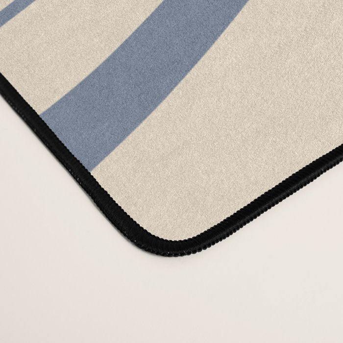 Modern Retro Liquid Swirl Abstract Pattern in Stone Blue and Cream Desk Mat Gallery Image 4