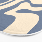 Modern Retro Liquid Swirl Abstract Pattern in Stone Blue and Cream Bath Mat Gallery Image 3