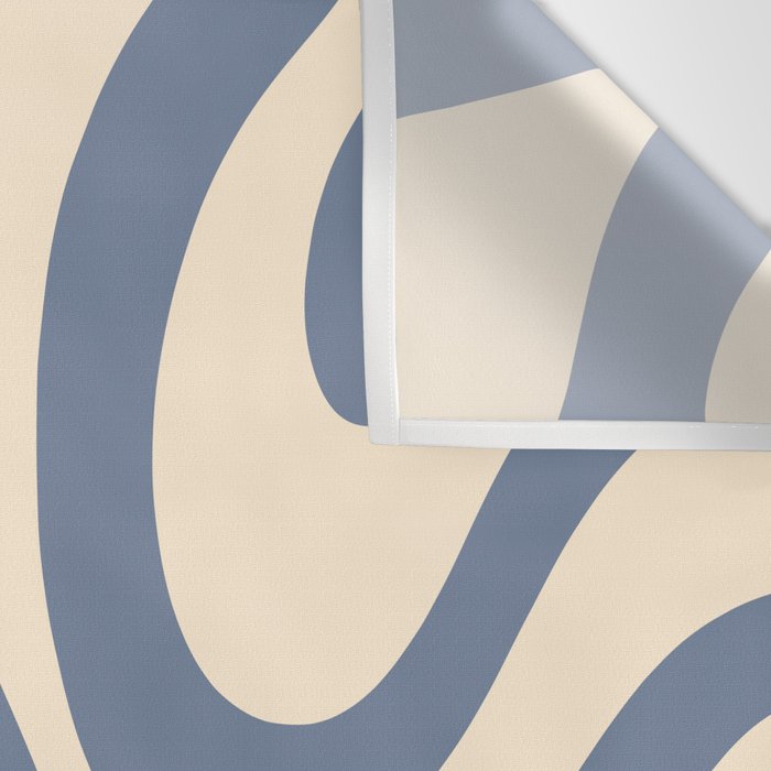 Modern Retro Liquid Swirl Abstract Pattern in Stone Blue and Cream Wall Tapestry Gallery Image 3