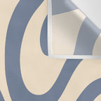 Modern Retro Liquid Swirl Abstract Pattern in Stone Blue and Cream Wall Tapestry Gallery Image 3