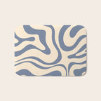 Modern Retro Liquid Swirl Abstract Pattern in Stone Blue and Cream Bath Mat Gallery Image 1