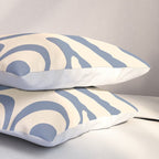 Modern Retro Liquid Swirl Abstract Pattern in Stone Blue and Cream Pillow Sham Gallery Image 3