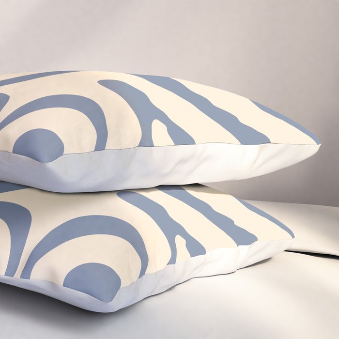 Modern Retro Liquid Swirl Abstract Pattern in Stone Blue and Cream Pillow Sham Gallery Image 3