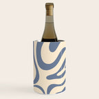 Modern Retro Liquid Swirl Abstract Pattern in Stone Blue and Cream Wine Chiller Gallery Image 3