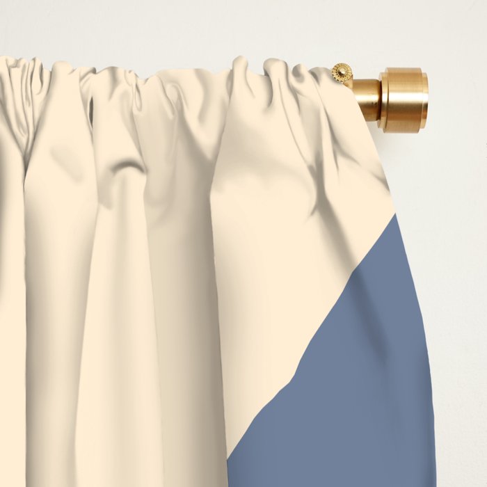 Modern Retro Liquid Swirl Abstract Pattern in Stone Blue and Cream Window Curtain Gallery Image 2