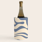 Modern Retro Liquid Swirl Abstract Pattern in Stone Blue and Cream Wine Chiller Gallery Image 2