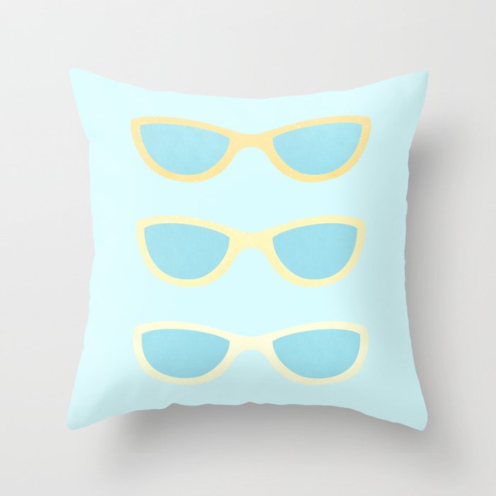Yellow and blue retro sunglasses Throw Pillow Gallery Image 6