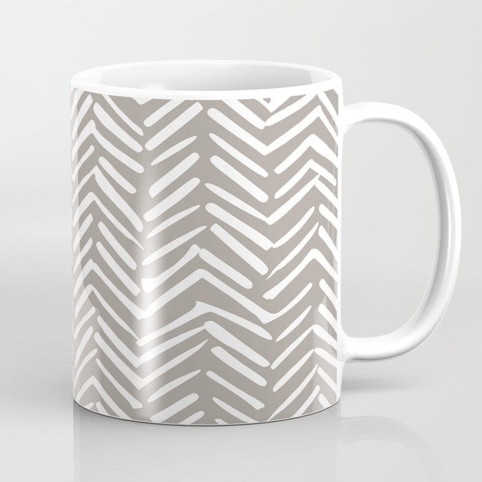Abstract Herringbone Pattern, Rustic, Light Brown Coffee Mug Gallery Image 1