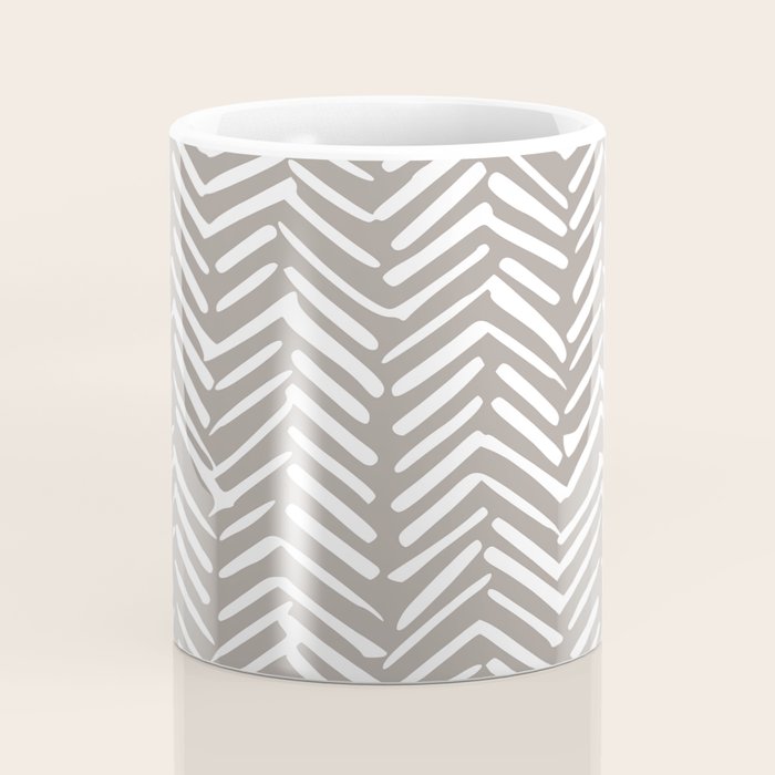 Abstract Herringbone Pattern, Rustic, Light Brown Coffee Mug Gallery Image 4