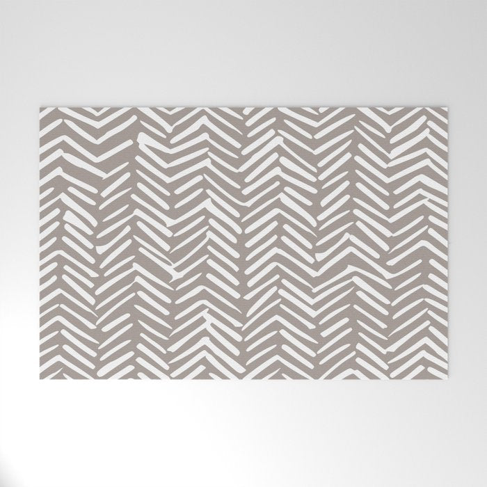 Abstract Herringbone Pattern, Rustic, Light Brown Welcome Mat Gallery Image 1
