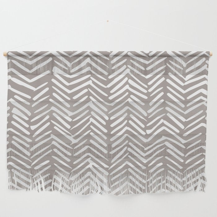 Abstract Herringbone Pattern, Rustic, Light Brown Wall Hanging Gallery Image 1