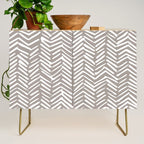 Abstract Herringbone Pattern, Rustic, Light Brown Credenza Gallery Image 1