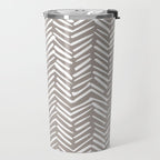 Abstract Herringbone Pattern, Rustic, Light Brown Travel Mug Gallery Image 2