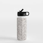 Abstract Herringbone Pattern, Rustic, Light Brown Water Bottle Gallery Image 1