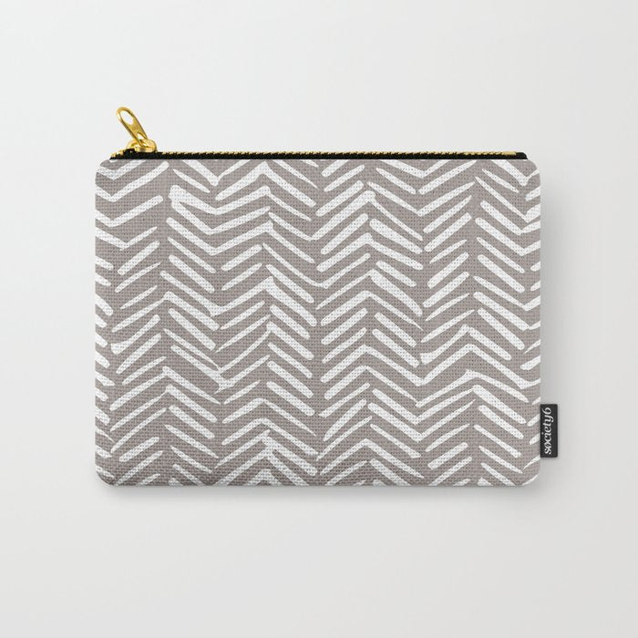Abstract Herringbone Pattern, Rustic, Light Brown Carry All Pouch Gallery Image 1