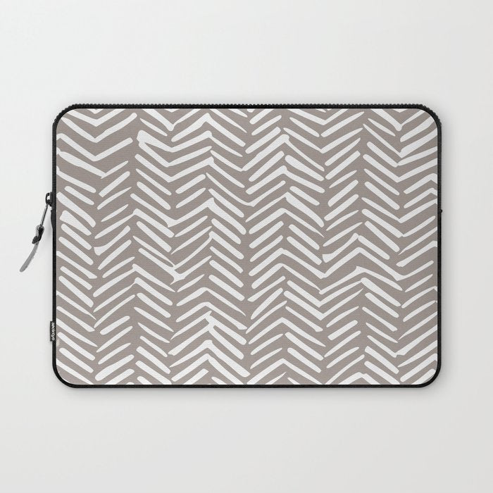 Abstract Herringbone Pattern, Rustic, Light Brown Laptop Sleeve Gallery Image 1
