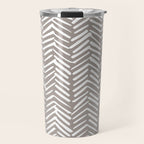 Abstract Herringbone Pattern, Rustic, Light Brown Travel Mug Gallery Image 1