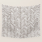 Abstract Herringbone Pattern, Rustic, Light Brown Wall Tapestry Gallery Image 4