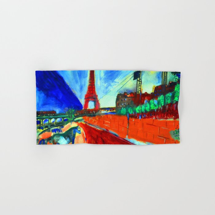 Marc Chagall Pont de Passy and the Eiffel Tower Bath Towel Gallery Image 1