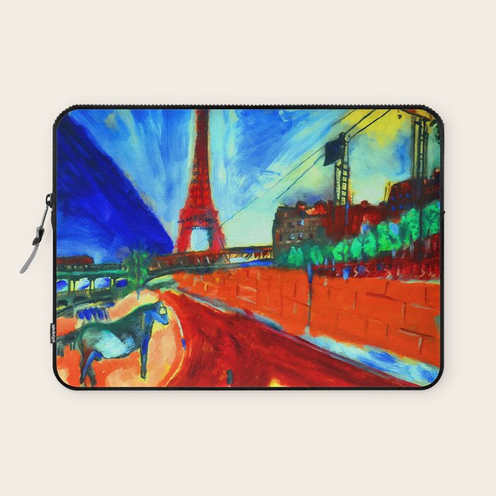 Marc Chagall Pont de Passy and the Eiffel Tower Laptop Sleeve Gallery Image 1