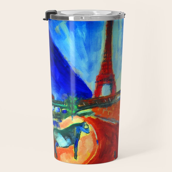 Marc Chagall Pont de Passy and the Eiffel Tower Travel Mug Gallery Image 3