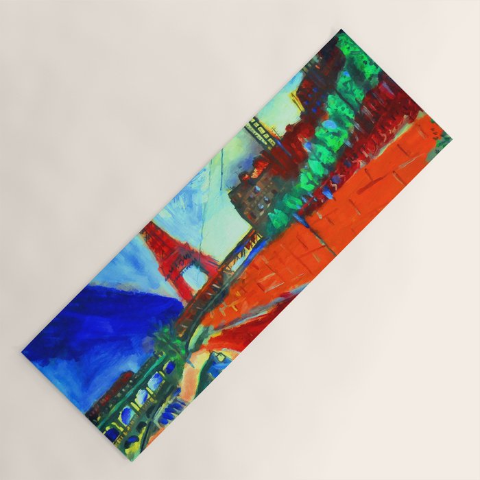 Marc Chagall Pont de Passy and the Eiffel Tower Yoga Mat Gallery Image 1