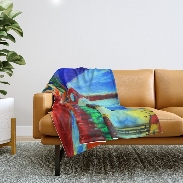 Marc Chagall Pont de Passy and the Eiffel Tower Throw Blanket Gallery Image 1