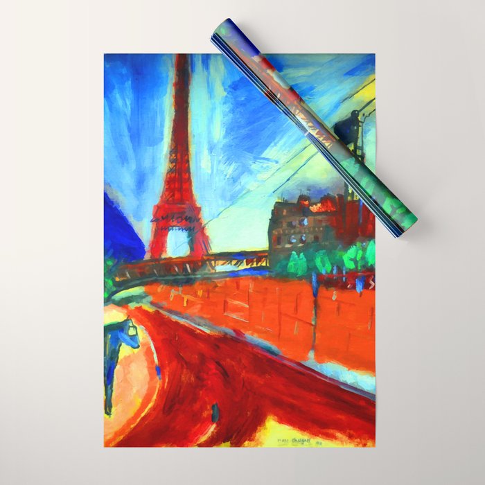 Marc Chagall Pont de Passy and the Eiffel Tower Wrapping Paper Gallery Image 1